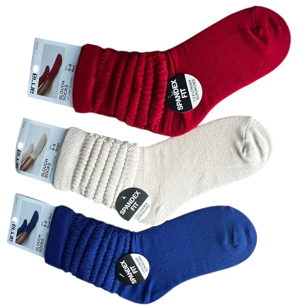 3 Pack Arria Slouch Socks Bundle Spandex Fit Retro Aerobics Y2K Gift Shoe Sz 6-8